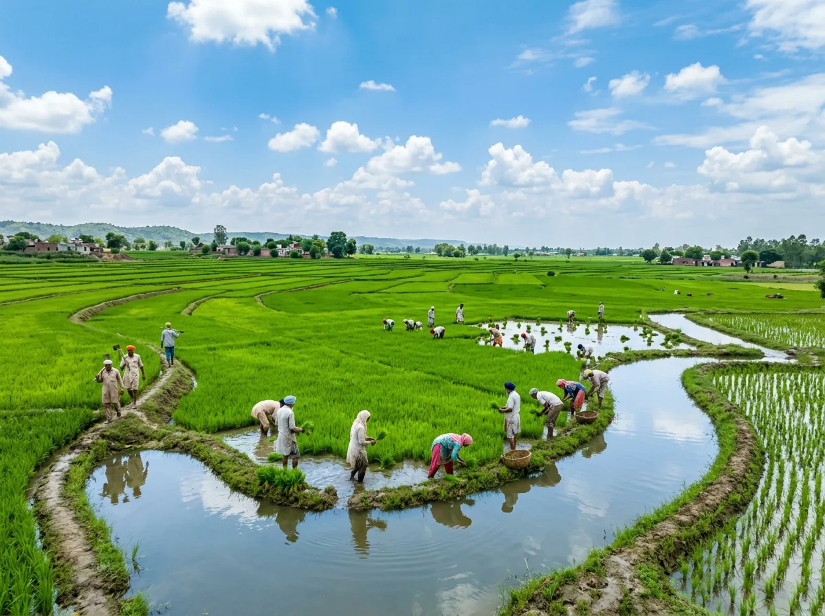 Emerald Paddy Rice Fields & Irrigation
